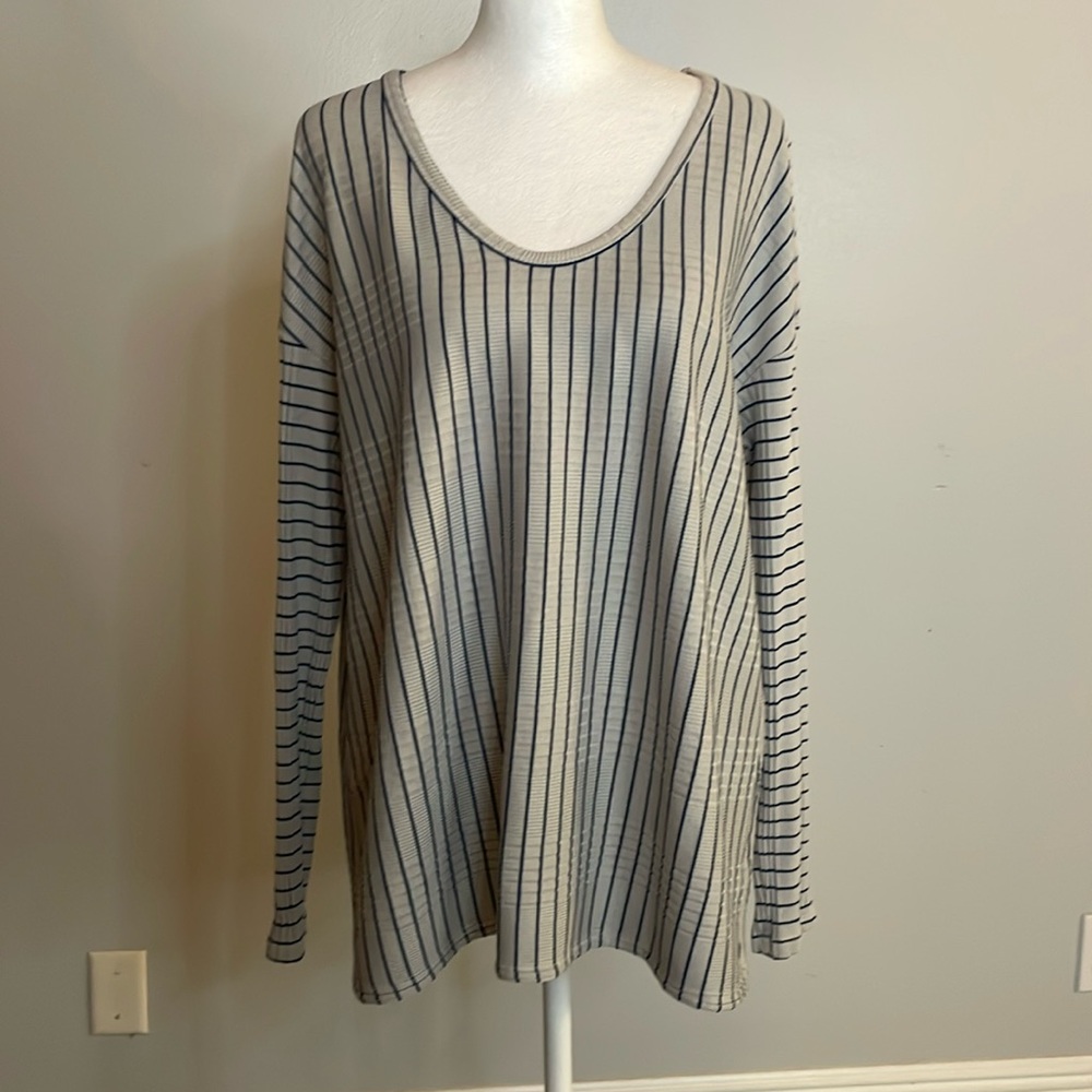 [Michael Stars] Gray/Blue Striped Knit Shirt - One Size